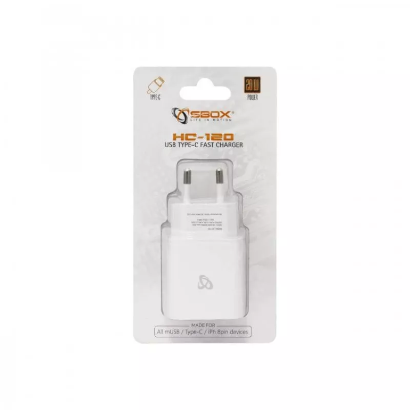 Sbox HC-120 Ładowarka domowa USB Type-C biała