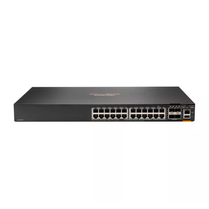 HPE - Seria Aruba - Aruba 6300F - Przełącznik - L3 - zarządzalny - 24 x 10/100/1000 + 4 x 1 Gigabit / 10 Gigabit / 25 Gigabit / 50 Gigabit SFP56 (Uplink / Stacking) z przodu i z tyłu