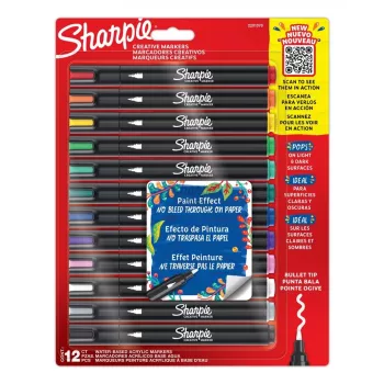 Akrylowe pisaki do malowania Sharpie Creative Marker 12 szt. okrągła końcówka czarny