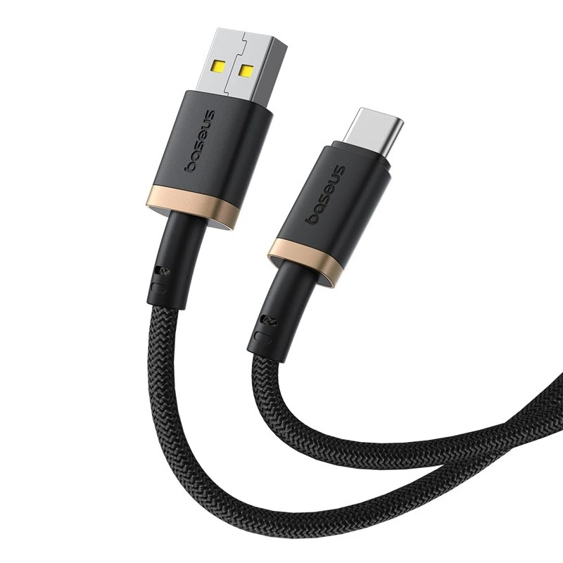 Baseus Dura USB Typ A na Typ C 60 W szybki kabel do ładowania 2 m Czarny, Złoty