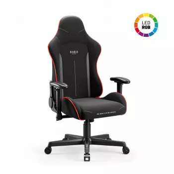 Fotel gamingowy Diablo X-Starter Czarny LED — Fotel gamingowy Diablo X-Starter z wbudowanym podświetleniem LED
