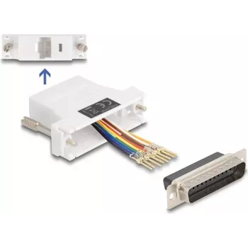 DeLOCK D-Sub 25 pin żeński do RJ45 żeński zestaw montażowy biały VGA RJ-45