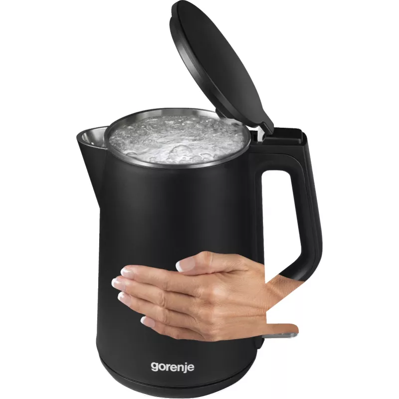 Czajnik elektryczny Gorenje K15DWBK — 1,5 L, 2200 W, czarny, sterowanie przyciskowe, podstawa 360°