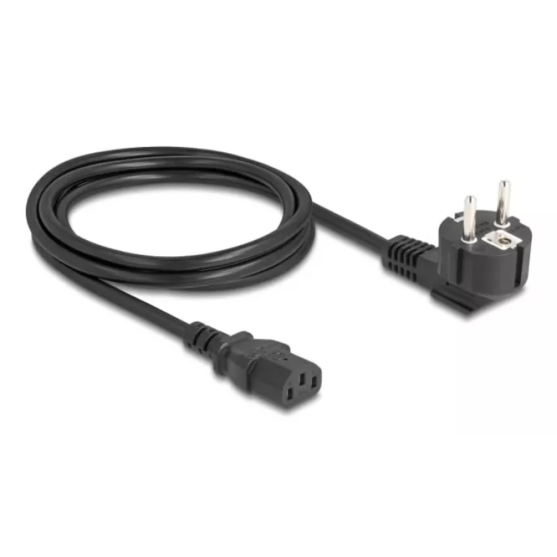 Kabel zasilający DELOCK 81567 CEE 7/7 (ST) 90° na IEC C13, 2 m, 3x1,00 mm