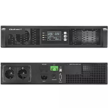 Qoltec 52285 zasilacz awaryjny (UPS) z podwójną konwersją (Online) 1 kVA 1000 W 2 gniazda wyjściowe