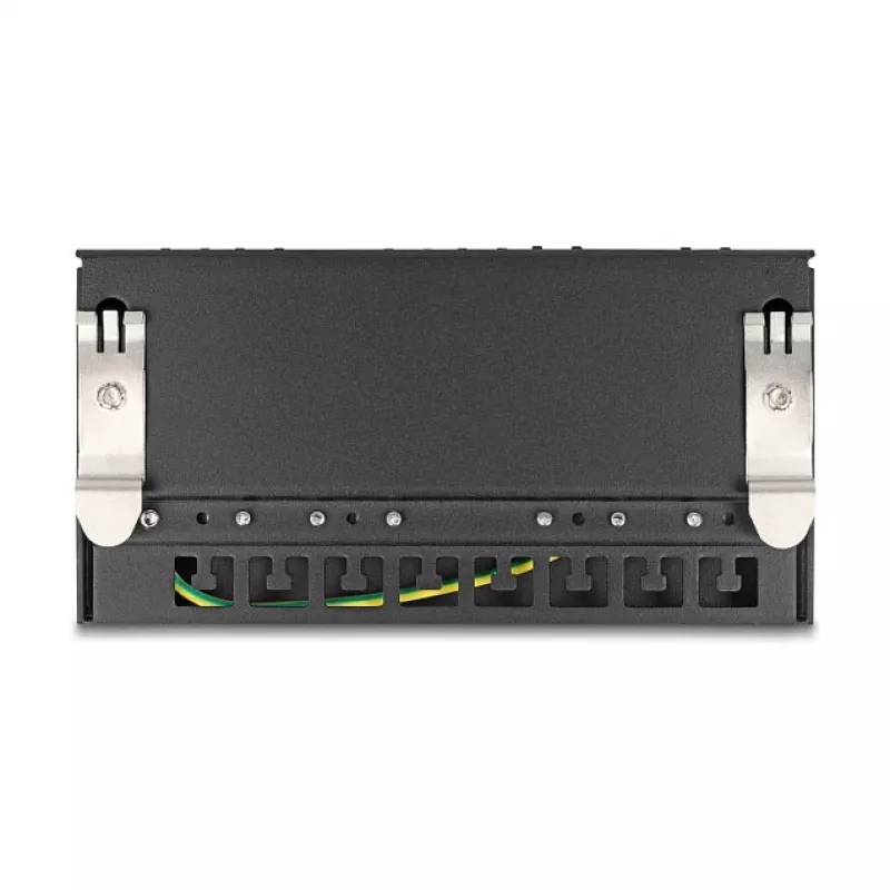 Patch panel DELOCK Mini Desktop RJ45 8-portowy Cat.6A ekranowany czarny do montażu na stole, ścianie lub szynie DIN