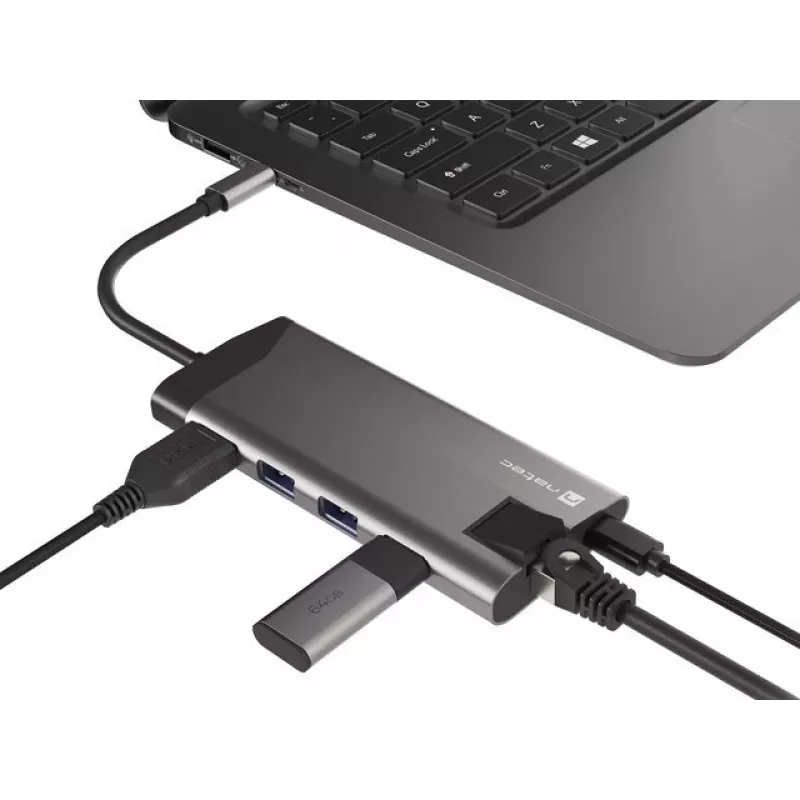 NATEC Fowler Plus USB Type-C Czarny Szary MicroSD SD Hub