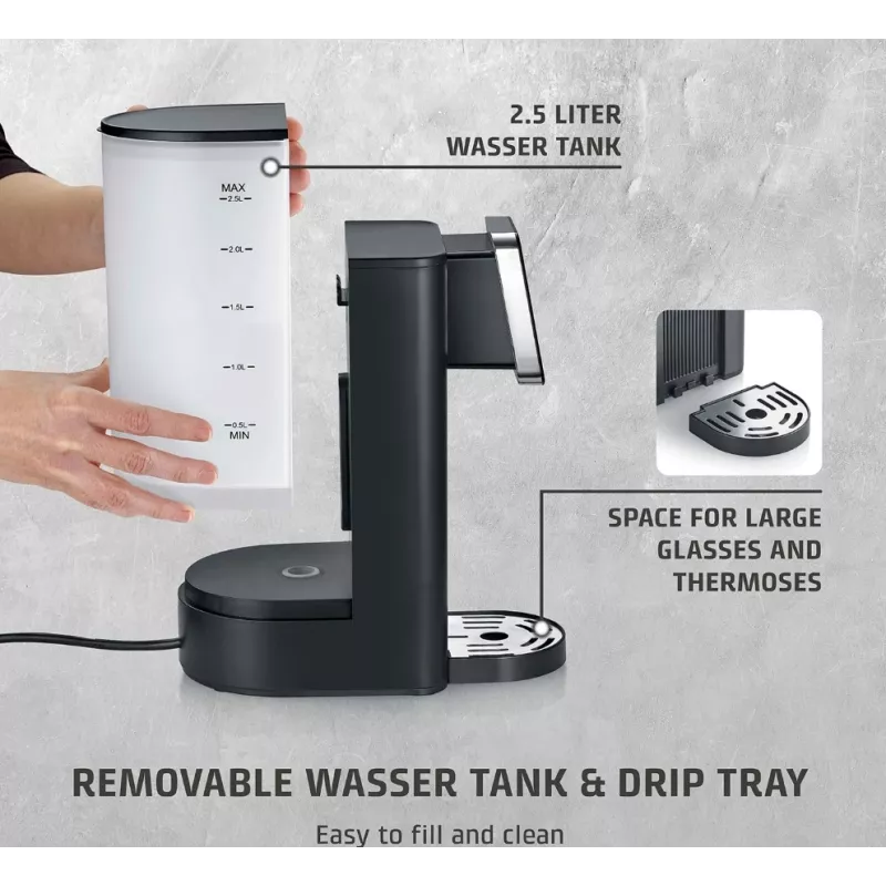 Caso Turbo Hot Water Dispenser | HW 616 | Dystrybutor wody | 2600 W | 2,5 L | Tworzywo sztuczne/Stal nierdzewna | Czarny/Stal nierdzewna