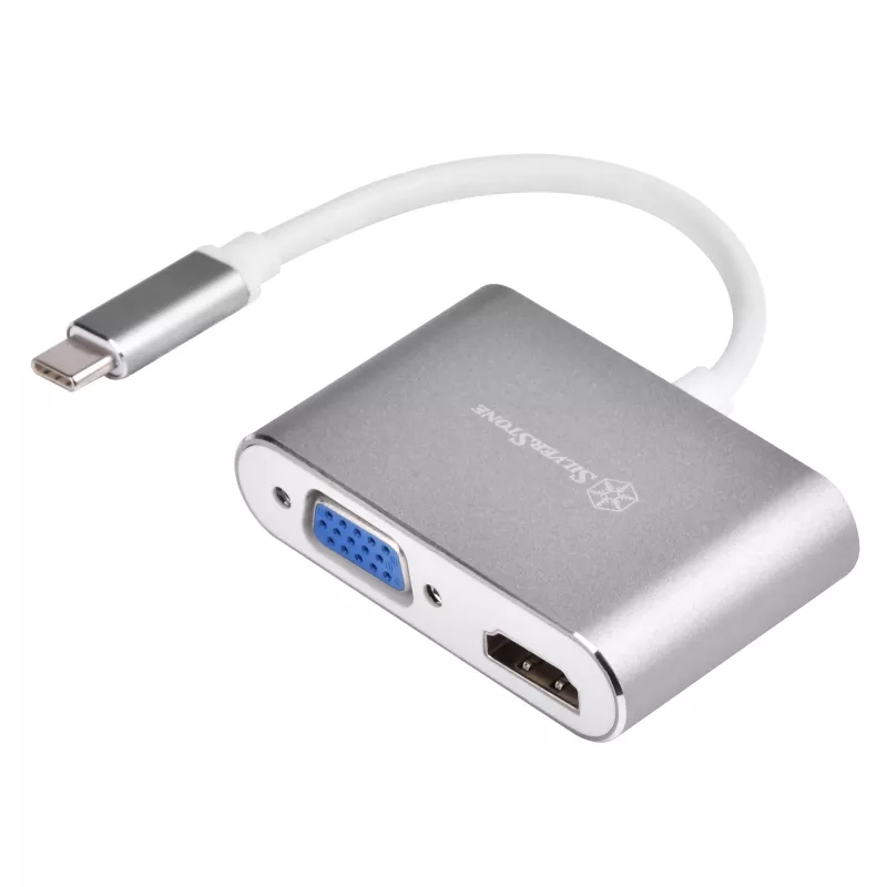Zewnętrzny adapter wideo SILVERSTONE EP16 USB-C 3.1 z wyjściami HDMI i VGA