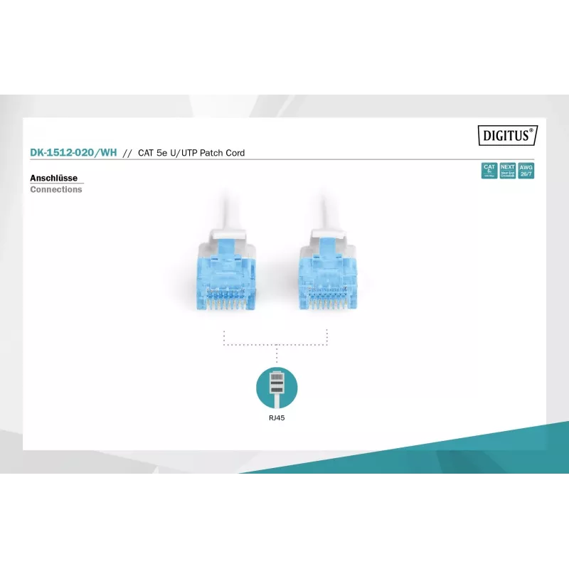 Kabel sieciowy Digitus CAT 5e U/UTP RJ-45 2m biały