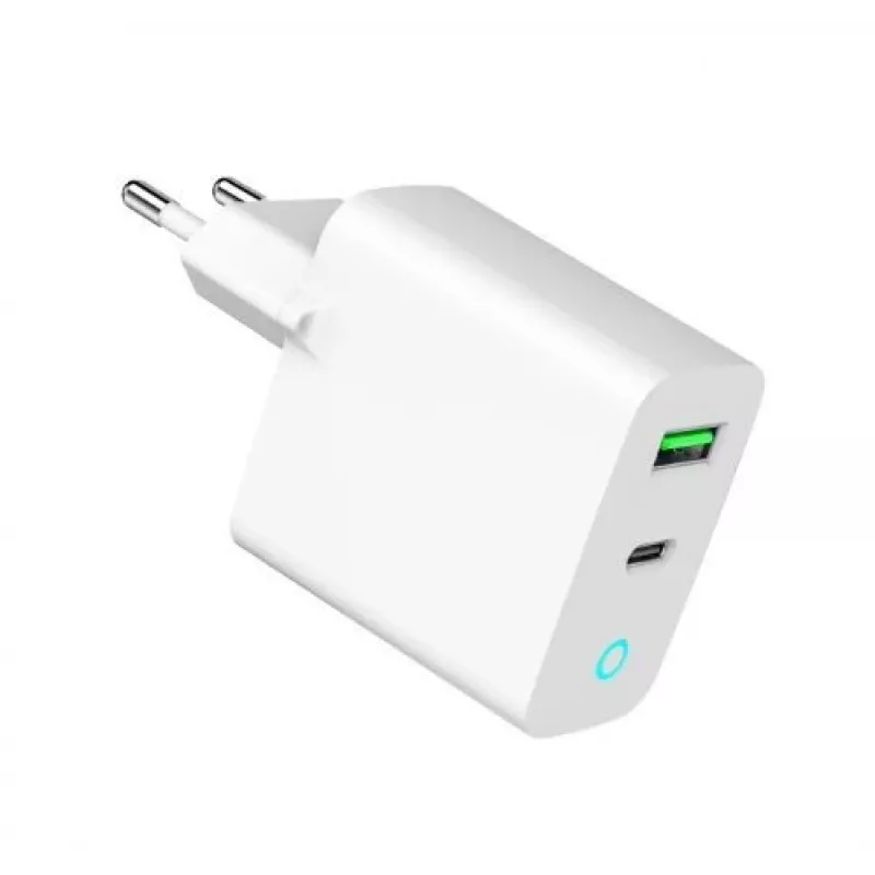 Alimentator Retea 220V GEMBIRD, Uniwersalny, 1 X USB Type-C D 20W, 1 X USB-a 3.0 QC 18W, Wskaźnik LED, Biały