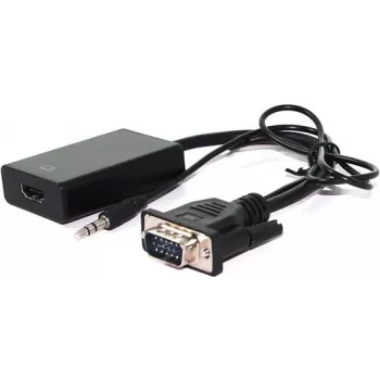VALUE - Adapter HDMI - HDMI / VGA / Audio - HDMI (gniazdo) na HD-15, mini jack stereo (wtyk) - 15 cm - czarny (12.99.3117)