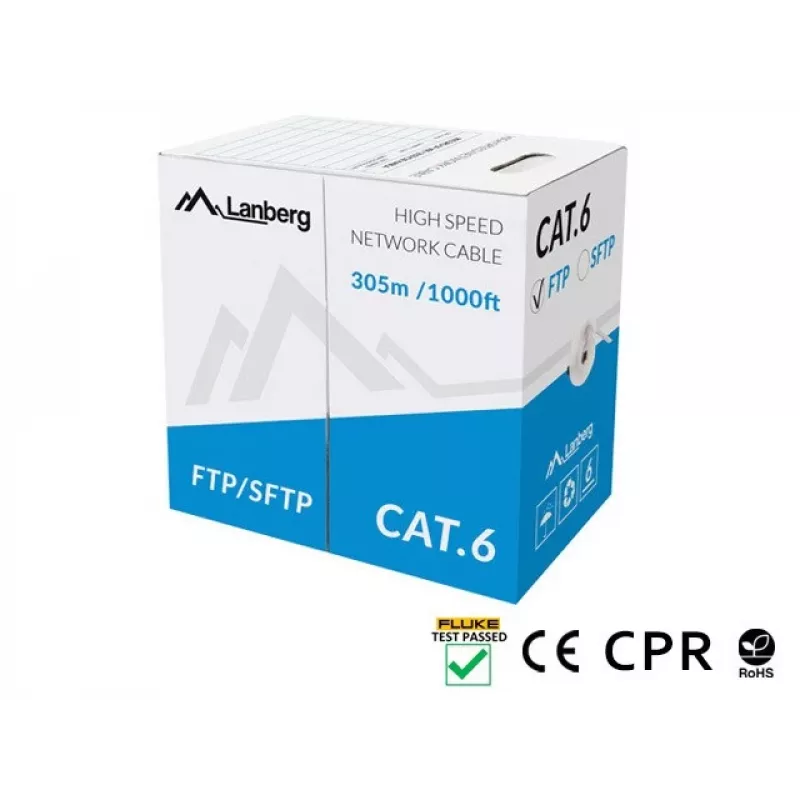 Kabel sieciowy Lanberg LCS6-11CU-0305-S Szary 305 m Cat6 SF/UTP (S-FTP)
