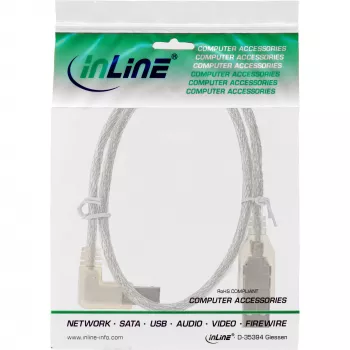 Kabel USB Microconnect USBAB5ANGLED-L USB 2.0 5 m USB A USB B Biały