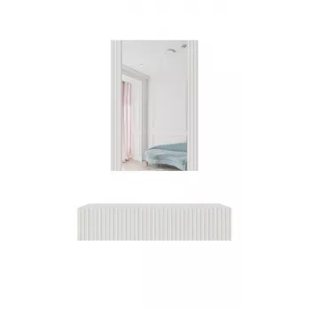 Toaletka z lustrem cama meble PAFOS 80×41,6×100 cm, biała matowa, rama MDF, 1 szuflada