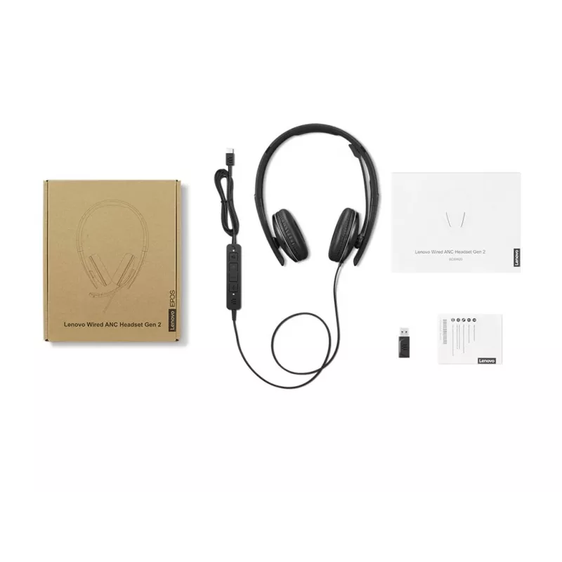 Lenovo 4XD1M45627 headphones/headset Wired Head-band USB Type-C Czarny