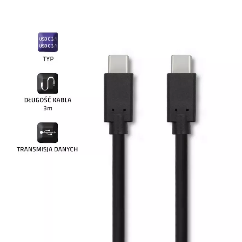 Kabel USB 3.1 Type-C męski - Type-C męski to produkt Qoltec z naszej oferty kabli USB. Cechy: czarne wykończenie, waga 0,0865, typ: kabel.