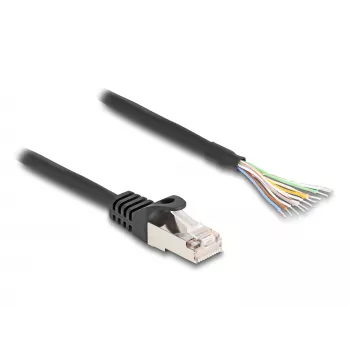 Kabel DeLOCK RJ50 męski do otwartych końcówek przewodów S/FTP 0,25 m czarny