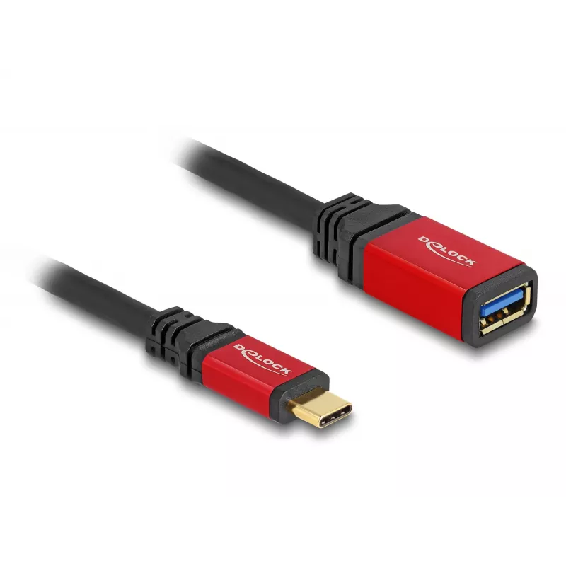Adapter USB DeLOCK 60172 USB Type-C męski na USB Type-A żeński 10 Gb/s 15 cm czerwony metal