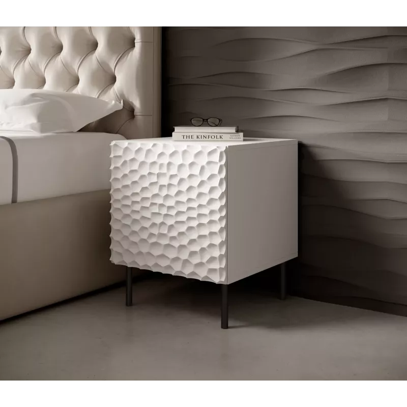 Zestaw szafek nocnych Cama Meble HOLE — 2 szt., 44×40,5×53,5 cm, biały mat, MDF/płyta wiórowa, rama 16 mm