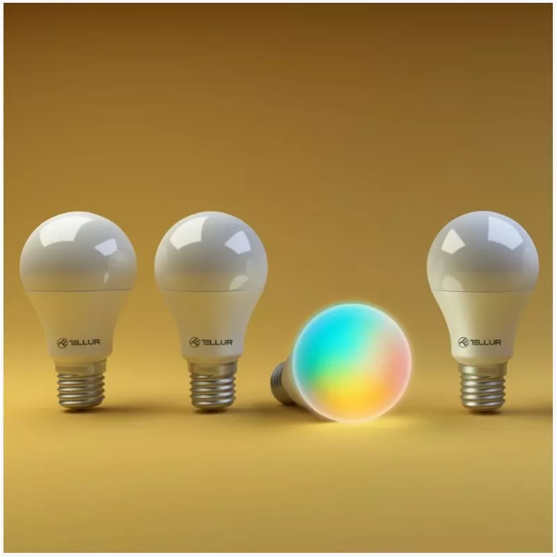 Żarówka Smart Tellur E27 RGB Dimmer – Wi‑Fi RGBW E27 inteligentna żarówka z regulacją jasności