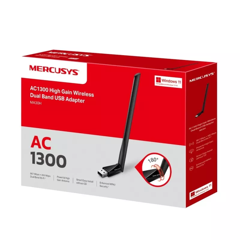 TP-LINK AC1300 High Gain Wi-Fi USB Adapter 400 Mbps at 2.4GHz + 867 Mbps at 5GHz