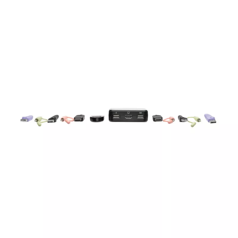 Eaton Tripp Lite series 2-Port USB/HD Cable KVM Switch with Audio/Video, Cables and USB Peripheral Sharing - KVM-/Audio-/USB-Switch - 2 x KVM/Audio/USB - 1 lokaler Benutzer - Desktop