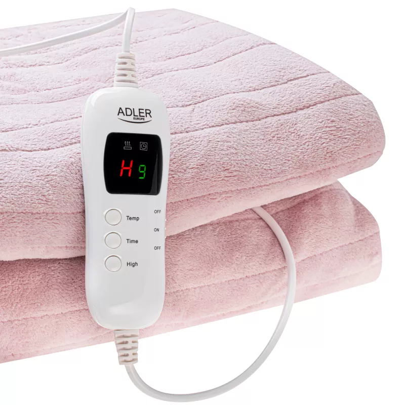 Koc elektryczny Adler AD 7443 160 x 180 cm — polar, 7 poziomów grzania, pilot, 120 W