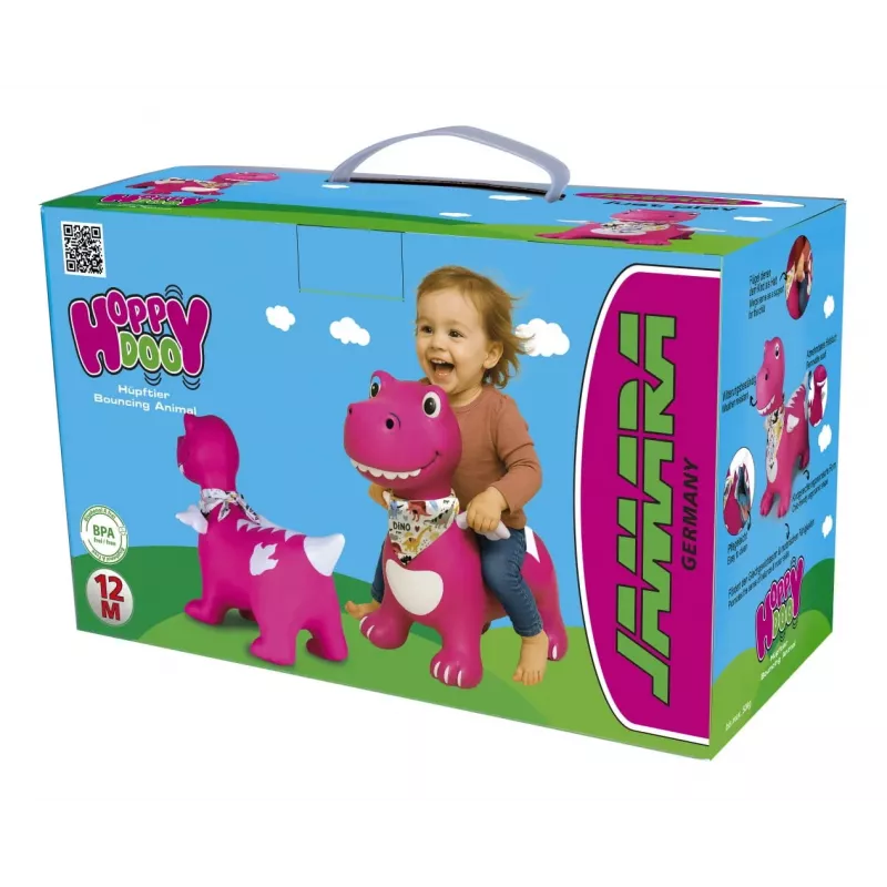 Skaczące zwierzątko Jamara HoppyDoo Dino ze skrzydełkami różowe z pompką 466008
