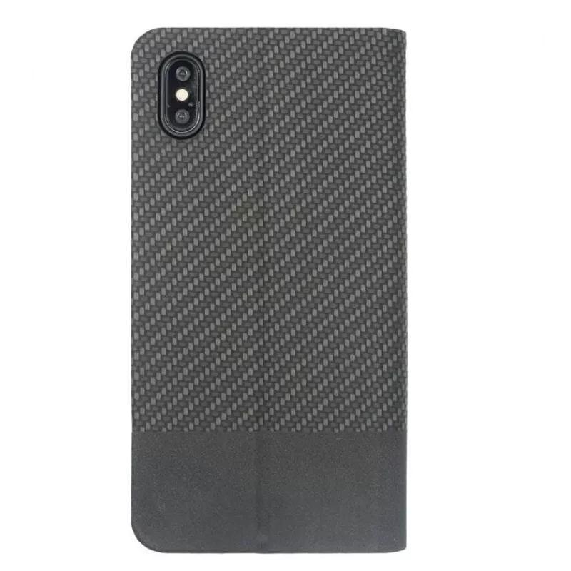 Etui książkowe Tellur do iPhone XS Max — czarne wykończenie z efektem karbonu, styl portfela folio