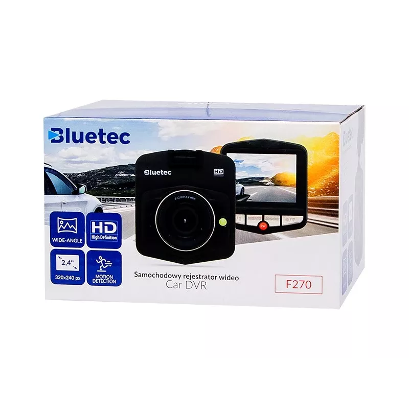 Rejestrator jazdy BLOW Video Recorder DVR F270, wyświetlacz 2,7 cala, 720p, MicroSD do 32 GB, bateria Li-Ion, AVI, JPEG