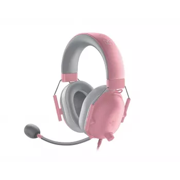 Headset Razer Czarnyshark V2 X przewodowy, binauralny zestaw słuchawkowy do gier, 3.5 mm, wirtualne 7.1, 32 Ω, piankowe poduszki nauszne, różowy