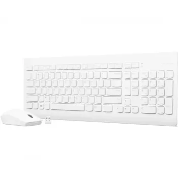 Pełnowymiarowy zestaw klawiatury mechanicznej i myszy Lenovo GX30W75336 — USB + Bluetooth, QWERTY, biały