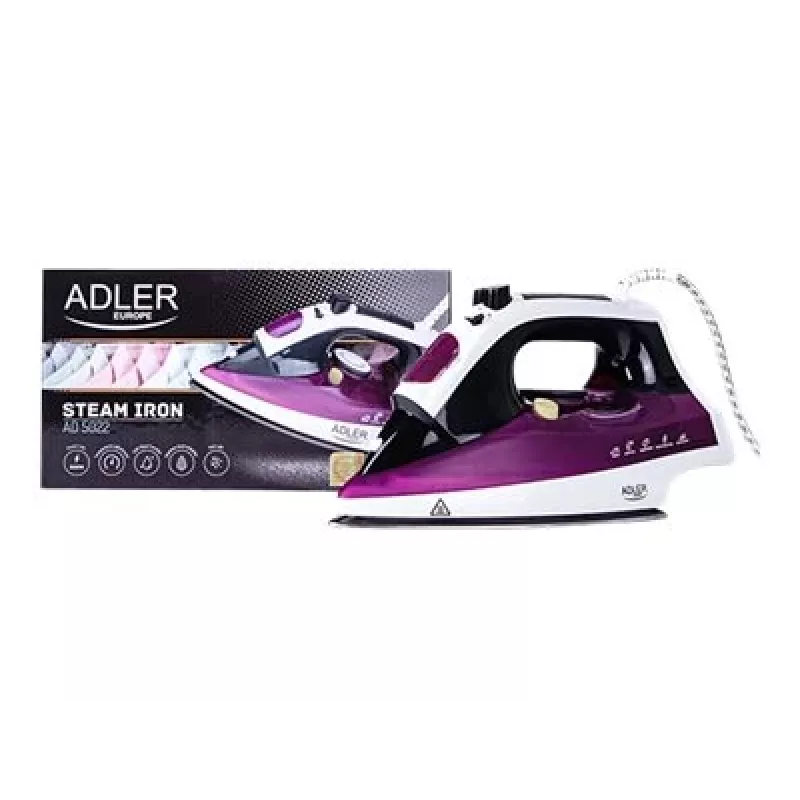 Żelazko parowe i suche Adler AD 5022 Ceramiczna stopa Fioletowy, 2200 W