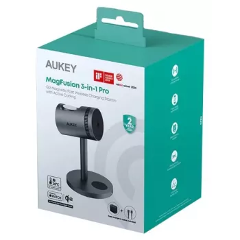 Ładowarka bezprzewodowa 3w1 z chłodzeniem LC-MC311A 15W Qi2 MagSafe + zasilacz 30W PD