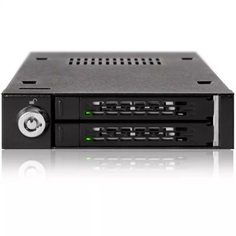 ICY DOCK - ToughArmor - MB992SK-B - SATA - Adapter - 2x 2,5 Zoll > 3,5 Zoll - SATA 6 Gbit/s - Sicherheitsschloss - Metall - LED - bis 9,5 mm Bauhöhe
