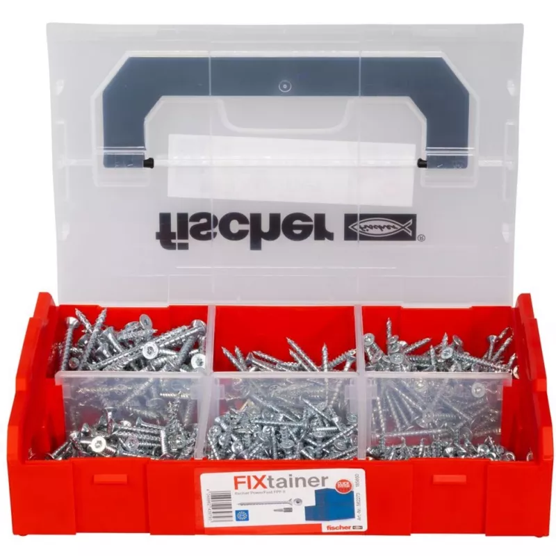 Zestaw wkrętów FISCHER FixTainer PowerFast II, 702 sztuki, gwint pełny, ocynkowane