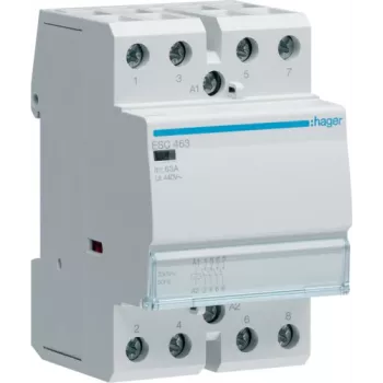 Hager ESC463. Kontakt Strombelastbarkeit: 63 A, Kabelquerschnitt: 4/16 mm², Temperaturbereich in Betrieb: -10 - 50 °C. AC Eingangsspannung: 230 V, AC 
