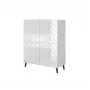 Regał cama meble ABETO 100,5 x 40 x 121,5 cm biały/biały połysk, wolnostojąca szafka przyścienna