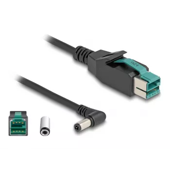 DeLOCK kabel PoweredUSB męski 12 V na DC 5.5 x 2.5 mm męski kątowy 1 m