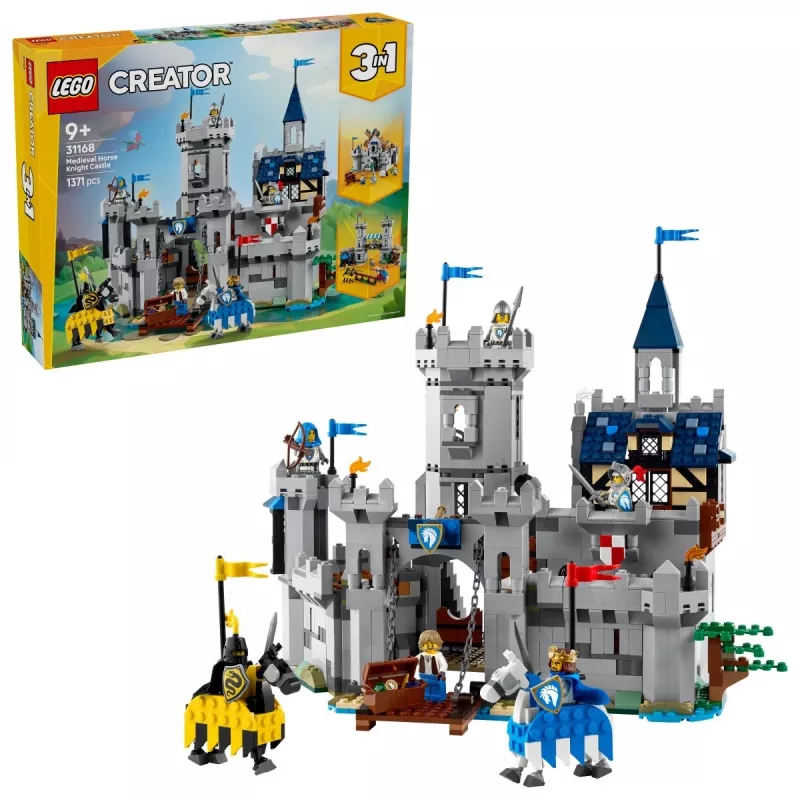 Zabawka konstrukcyjna LEGO Creator 3-w-1 Zamek Średniowiecznego Rycerza zestaw 31168 — 1371 elementów, 6 minifigurek, wiek 9+