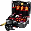 Zestaw narzędzi mechanicznych Knipex 00 21 06 — 68 narzędzi, zawiera szczypce igłowe i do pomp wodnych, czerwone/żółte narzędzia, czarna walizka (515×438×265 mm)