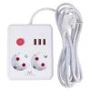 Listwa zasilająca MACLEAN MCE388 W — 2 gniazda, 3×USB, 110–240V, 2500W, kabel 3 m, biała