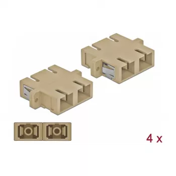 Adapter światłowodowy DELOCK SC żeński-żeński beżowy, 4 szt.