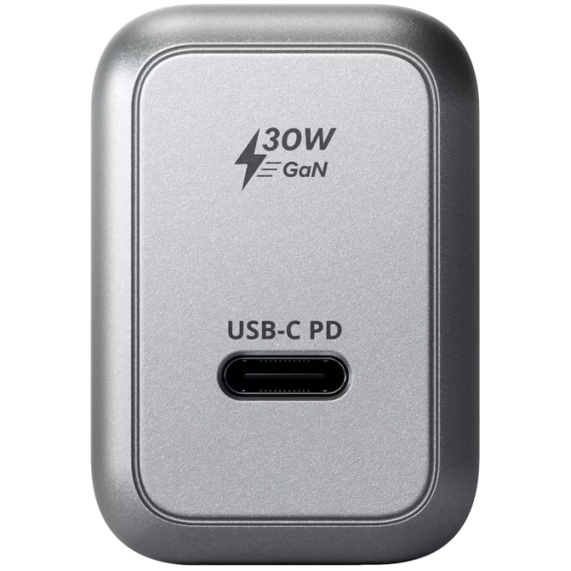 Ładowarka do urządzeń mobilnych Satechi ST-UC30WCM-EU — Uniwersalna ładowarka sieciowa do użytku wewnętrznego z 1× USB-C, czarno-srebrna