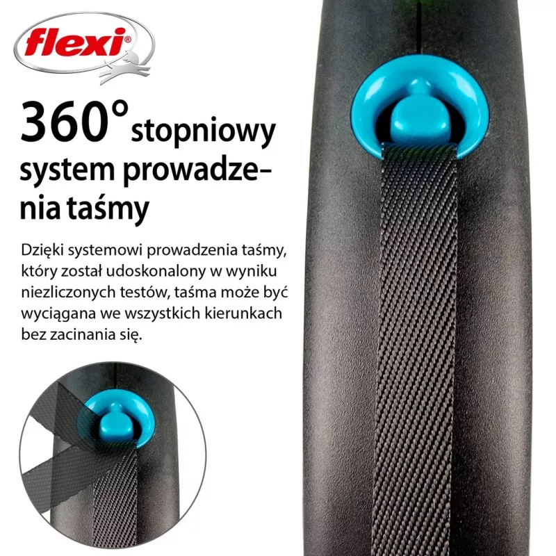 Flexi Automatyczna smycz Czarny Design S 5 m, Niebieska