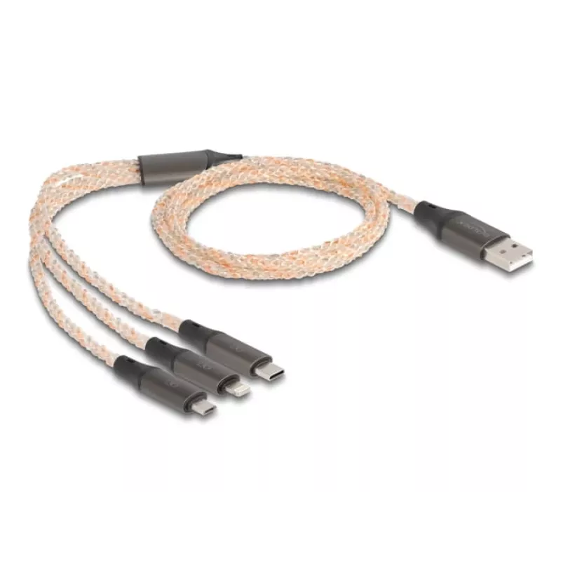Kabel USB DeLOCK 1,2 m USB 2.0 USB A USB C/Micro-USB B/Lightning przezroczysty