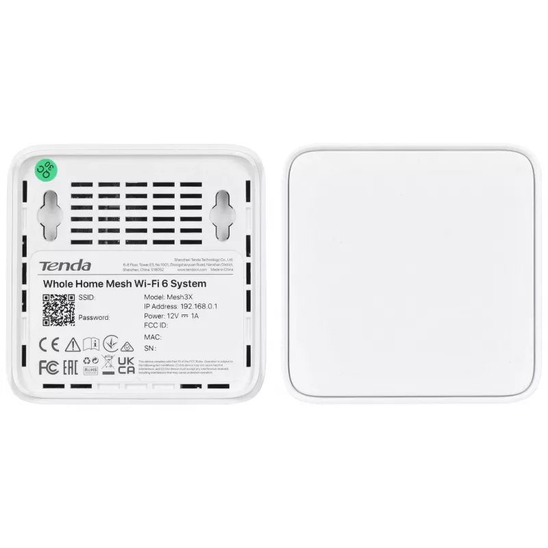 System Mesh Wi‑Fi TENDA EX3-3, 3 szt., dwuzakresowy 2,4/5 GHz, Wi‑Fi 6, do 1201+300 Mb/s, 2 anteny wewnętrzne, WPA3