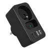 Rozgałęźnik zasilania MACLEAN MCE249 F/B — 2 gniazda AC (16A + 6A) z 2×USB-A i 2×USB-C PD 20W, wtyk EU, czarny