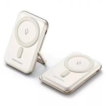 Powerbank Vention 10000mAh Magnetyczny Bezprzewodowy 20W — 10000 mAh, prąd wyjściowy 3 A, USB-C, biały